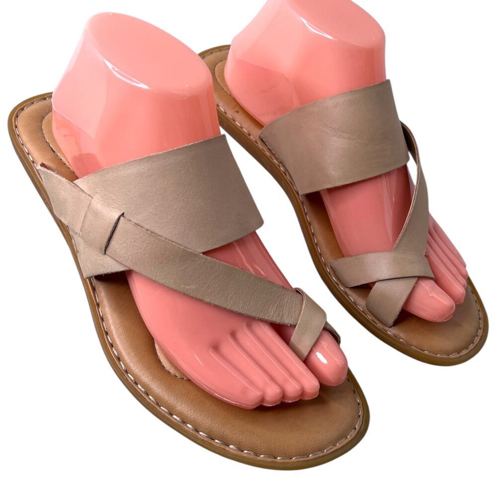 Born Leather Cross Strap Slide Sandals, Walk Comfort Summer in Cream Women’s 10M - Picture 2 of 8